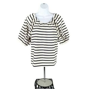 J. Crew AY455 Mariner Cloth Puff-Sleeve Stripe Top Womens Medium NWT
